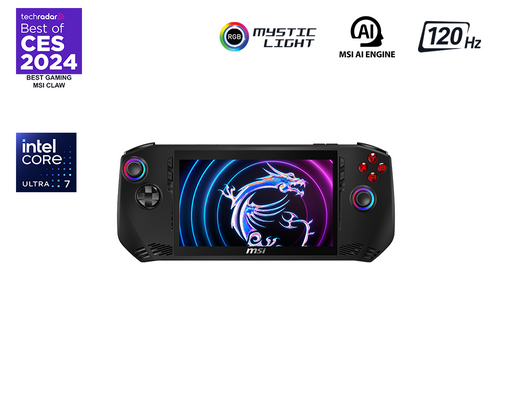 Claw A1M, the pioneering handheld console PC powered by Intel technology. Featuring the cutting-edge Intel Ultra processor and integrated AI capabilities, it sets a new standard in portable gaming console.