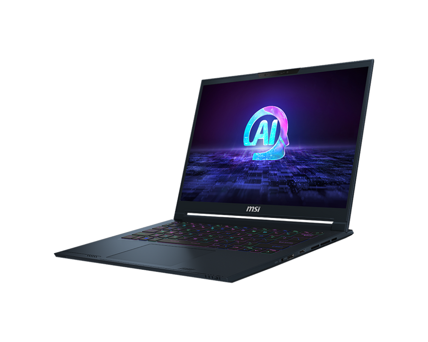 Stealth 14 AI Studio A1V is MSI's 2024 Lineup with latest Built-In AI capabilities that enhances performance and workflow, equipped with Intel Ultra 7 CPU and NVIDIA RTX 40 series laptop GPU weighing under 1.7kg.